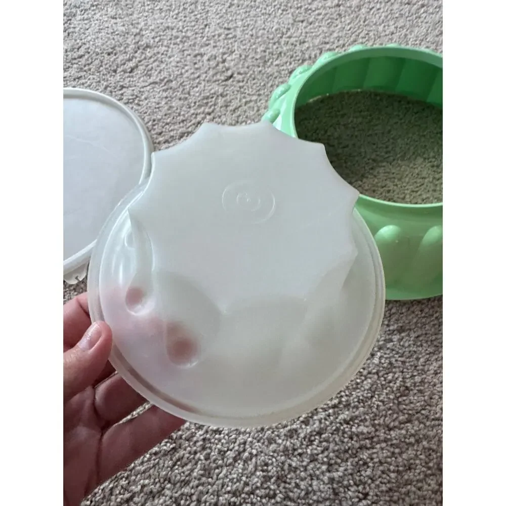 Vintage Tupperware Jel N Serve Jello Gelatin Dessert Mold Mint Green 3 Piece Lid
